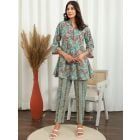 Green Hand Block Printed Cotton Co-ord Set- Set of 2