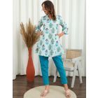 Sky Blue Hand Block Printed Cotton Co-ord Set- Set of 2