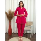 Maroon Cotton Co-ord Set- Set of 2