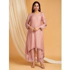 Old Rose Lace Work Cotton Silk Kurta