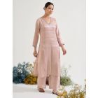 Pink Aari Embroidered Tissue Kurta with Pants - Set of 2