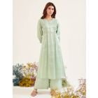 Mint Green Sequins Work Tissue Kurta with Pants - Set of 2