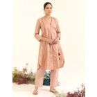 Pink Striped Chanderi Kurta with Pants - Set of 2