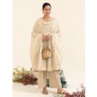 White Golden Striped Chanderi Dupatta