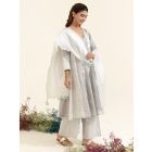 White Grey Striped Chanderi Dupatta