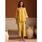 Yellow Embroidered Chanderi Mul Co-ord Set- Set of 2
