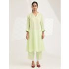 Pastel Green Cotton Kurta with Pants- Set of 2