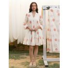 White Red Hand Block Printed Cotton Dress