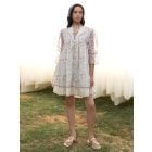 White Hand Block Printed Cotton Dress