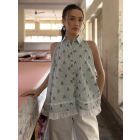 White Blue Hand Block Printed Cotton Shirt