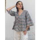 Blue Hand Block Printed Cotton Top