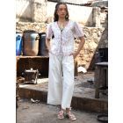 White Hand Block Printed Cotton Top