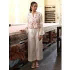 White Cotton Top with Hand Block Printed Waistcoat - Set of 2