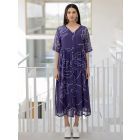 Blue Bandhani Chanderi Dress with Slip