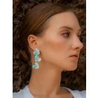 Gold Plated Sky Blue Handcrafted Brass Earrings