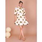 White Yellow Hand Block Printed Cotton Dress