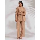 Beige Embroidered Cotton Co-ord Set- Set of 2