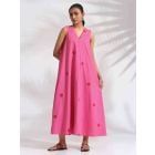 Pink Embroidered Cotton Dress
