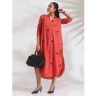 Orange Embroidered Cotton Dress