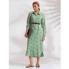 Green Embroidered Cotton Dress