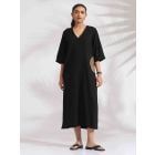 Black Embroidered Cotton Dress
