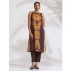 Brown Printed Cotton Kurta with Pants- Set of 2