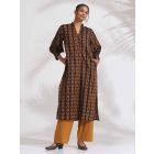 Black Printed Cotton Kurta with Pants- Set of 2