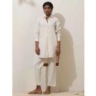White Cotton Linen Tunic with Pants - Set of 2