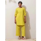 Yellow Cotton Blend Co-ord Set- Set of 2