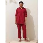 Maroon Cotton Blend Co-ord Set- Set of 2