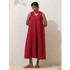 Red Cotton Linen Dress