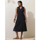 Black Cotton Linen Dress