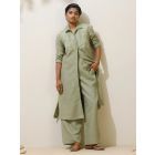 Green Embroidered Cotton Kurta with Pants- Set of 2
