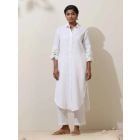 White Crochet Lace Cotton Kurta with Pants- Set of 2