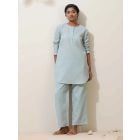 Blue Crochet Lace Cotton Co-ord Set- Set of 2