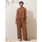 Brown Crochet Lace Cotton Co-ord Set- Set of 2