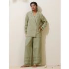 Green Crochet Lace Cotton Co-ord Set- Set of 2