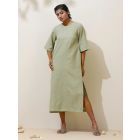 Green Embroidered Cotton Dress