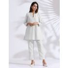 White Cotton Blend Co-ord Set- Set of 2