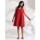Red Cotton Blend Dress