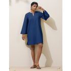 Blue Cotton Blend Dress