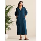 Blue Cotton Blend Dress