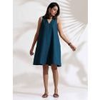 Blue Cotton Blend Dress