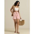 Light Pink Cotton Blend Shorts