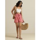 Pink Cotton Blend Shorts