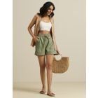 Mint Green Cotton Blend Shorts