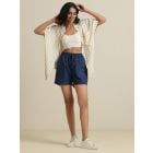 Blue Cotton Blend Shorts