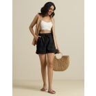Black Cotton Blend Shorts
