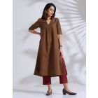 Brown Viscose Kurta with Pants- Set of 2