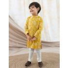 Yellow Printed Cotton Kurta with Churidaar - Set of 2